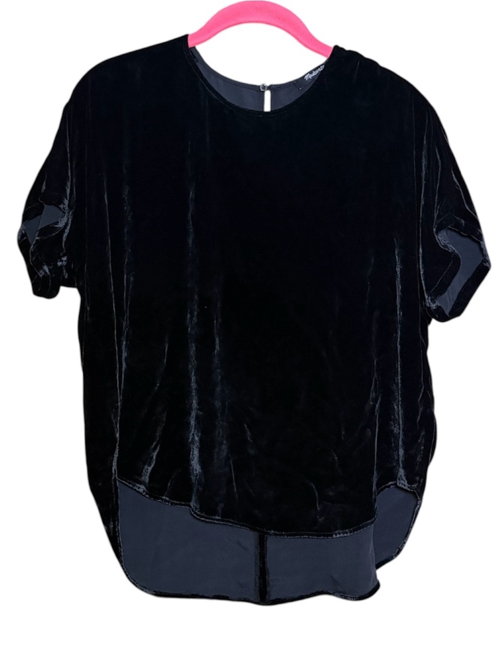 Madewell Black Velvet Tulip Hem Top S Luxe Minimalist Soft Girl